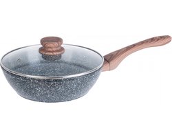 Kinghoff 1583 - Wokpan met deksel - Graniet / hout - 24 cm