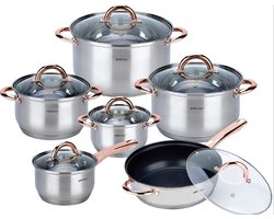Kinghoff 1765 - 12 delige pannenset - kookpannen - 16-16-18-20-24-24 cm - met deksel