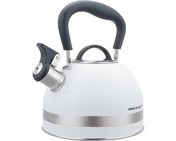 Kinghoff 1852 - Fluitketel met fluit - 1.8 liter - RVS - Wit