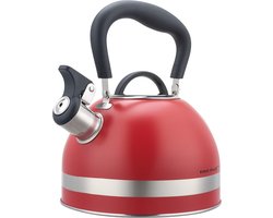 Kinghoff 1853 - Fluitketel met fluit - 1.8 liter - RVS - Rood
