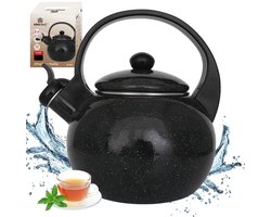 Kinghoff 2039 fluitketel - Emaille - Black - 2 liter - zwart