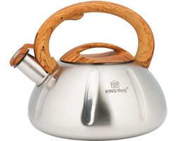 Kinghoff 3291 - Fluitketel - houten handvat- RVS - 3 liter
