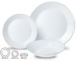 Kinghoff Serviesset – 18 delig Bordenset - Servies 6 persoons -Tijdloze Elegantie met Zilveren Accenten