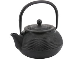Kinghoff Theepot Gietijzer - 0,85l - met filter - zwart