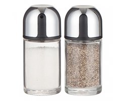 Kinghoff - Zout- en Peperstel - Glazen Korpus - Transparante Behuizing - 5,8 x 5,8 x 12,7 cm