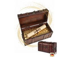 Kingpower Houten Schatkist – Doos met slot – Schatkist, Houten kist, Houten krat – 30 x 14 x 16 cm