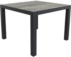 Kings tuintafel 100x100 cm. - Antraciet/Houtlook