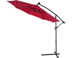 Kingsleeve Zweefparasol - Parasolvoet LED-verlichting 300cm - Rood
