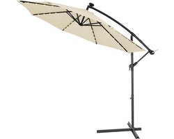 Kingsleeve Zweefparasol - Parasolvoet LED-verlichting 350cm - Crème