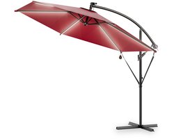 Kingsleeve Zweefparasol - Parasolvoet LED-verlichting 350cm - Rood