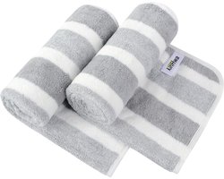 KinHwa Set van 2 microvezel handdoeken, sterk waterabsorberende microvezel handdoek, microvezel badhanddoek, super zachte douchehanddoeken, sneldrogend en absorberend, 40 cm x 76 cm, lichtgrijs