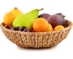 Kinvara Fruitschaal Rotan - gevlochten riet - D34 x H9 cm - naturel - rond - fruitmand