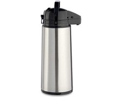 Kinvara Koffie en warme dranken thermoskan/isoleerkan - met pomp - rvs - zilver - 1,9 liter - 35 cm - Koffiekan