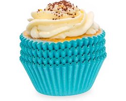 Kinvara Muffin en cupcakes maken vormpjes - papier - blauw - set 100x stuks - dia 10 cm - zelf taartjes maken