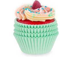 Kinvara Muffin en cupcakes maken vormpjes - papier - groen - set 100x stuks - dia 10 cm - zelf taartjes maken