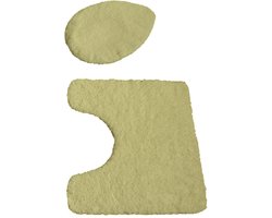 Kinzler J-10052/424 Microvezel badmatset 2-delig = toiletbrilhoes 47x50 cm + mat met uitsparing 50x55 cm, kiwi