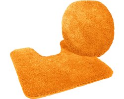 Kinzler J-10052/425 microvezel badmatset 2-delig = toiletbrilhoes 47x50 cm + mat met uitsparing 50x55 cm, terra