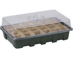 Kinzo Kweekkas 2 Stuks - Kweekbak met 12 Cellen - Zaaibak met Vochtdoorlatende Gaten - Mini Kas ca. 30 x 19,5 x 10,5 cm - Voor Zaaien en Kweken