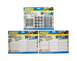 Kinzo Meubelbeschermers Zelfklevend - 28 Stuks - Vloerbeschermers van Vilt - Beschermt Vloeren Tegen Krassen en Slijtage - Diverse Maten en Vormen - 2 mm Dik - Kleur Grijs/Wit
