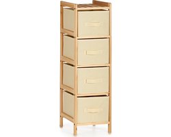 Kipit Badkamerkastje - opbergkastje - met 4x manden - 29 x 28 x 89 cm - Dennenhout