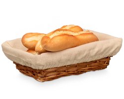 Kipit Broodmandje met stof - riet/canvas - bruin - 28 x 18 x 8 cm - landelijke stijl - Broodjes serveren