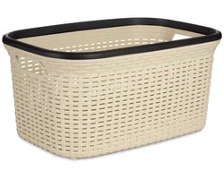 KIPIT Wasmand - crème/beige - kunststof - rotan - inhoud 36 L