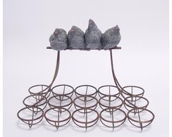 kippen op stok eierrekje voor de kerst dagen/ pasen (paasdagen) - ijzer met polystone
