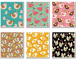 Kippen Theedoeken - Vaatdoeken Set - Keuken Schoonmaken - 6 Verschillende Stijlen - 6 Stuks - Multicolor
