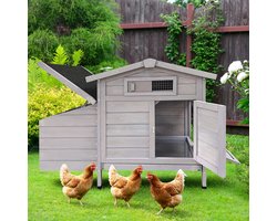 Kippenhok op poten met houten legnest - Beschermt tegen roofdieren - Eenvoudig te reinigen - Verhoogd legnest - Natuurlijk hout - Stevige poten