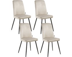 KIRBY - Eetkamerstoel set van 4 - Beige- Fluweel