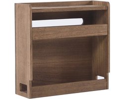 KIRIGEN Wifi-router, opbergdoos, houten draadloze router, organizer, rek, rek, box, power cord socket, opslagplank, kabelmanagement en organisatiebox voor kantoor en huis, geel-bruin