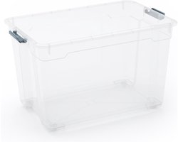 Kis Moover Opbergbox XL - Met wielen en deksel - 60L - 58x38x37cm - Transparant