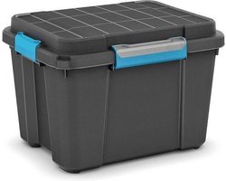 KIS Scuba opbergbox M - 45L - 39x49,5x34cm - Zwart/Blauwe clips