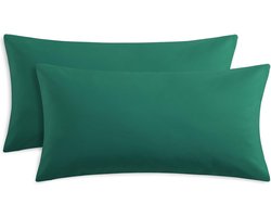 Kissenbezug 40 x 80 2er Groen - Kopfkissenbezug 40x80 Dunkelgrün Kissen Bezug 40x80cm met Reißverschluss aus Mikrofaser, Polsterbezug Doppelpack Set Kussensloop Kussensloop