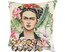 Kissenbezug Dekokissen Gobelin Kissen Sofakissen Kissenbezüge Kissenhülle Zierkissen Pop Art Motief tweezijdig bedrukt Frida Tropisch 40 x 40 cm zonder vulling