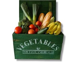 Kist- Groen- opdruk 'VEGETABLES'- 45x30x30cm-1 stuk