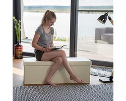 kist met deksel, opvouwbaar zitmeubel aan het hoofdeinde, gewatteerd, ruimtebesparend, ‎114 x 38 x 38 cm