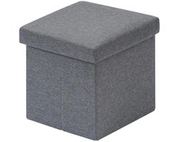 kist met opbergruimte bankkruk kinderopbergdoos grijs opvouwbare kist voetenbank gewatteerde zitkist met deksel 30x30x30cm
