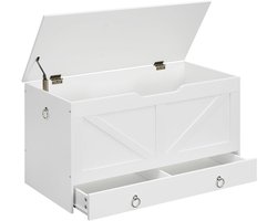 Kisten, bank met opbergruimte, speelgoedkist met lade, kistbank, opbergdoos, met veiligheidsscharnier, 100 cm, voor kinderen, hal, woonkamer, wit