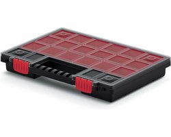 Kistenberg Sorteer box/vakjes koffer - spijkers/schroeven/kleine spullen - 13 vaks - kunststof - zwart - 34 x 25 x 5 cm