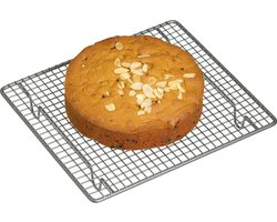Kitchen Craft MasterClass koelrek met antiaanbaklaag voor cakes en taarten - staal zilver 26 x 23 x 16 cm
