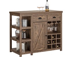 Kitchen Island Dressoir - Bartafel - Buffetkast - Vintage Industrieel Design - MDF & PB Materiaal - 110cm x 95cm x 55cm - Opslag- en Wijnrek Kenmerken