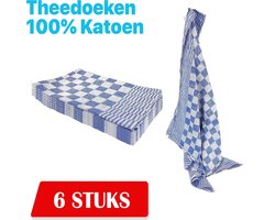 Kitchen Towel Theedoek 65 x 65cm - 6 Stuks - Geblokt - Blokdoeken - 100% katoen - Horeca Theedoeken – vaatdoek – theedoek geruit