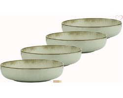 Kitchen Trend - Diep Bord - 20 CM - Zeegroen Ocean - Set van 4 borden - Bordenset