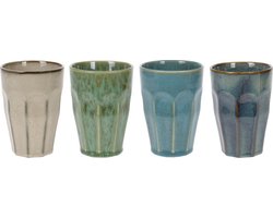 Kitchen Trend Latte Macchiatobeker 330 ml aardewerk blauw  en groen set van 4