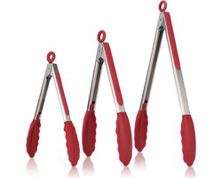 Kitchen4you BBQ accesoires - BBQ Tang - Vleestang - Keukentang - Serveertang - Tangenset 3 stuks