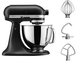 KitchenAid Artisan 5KSM125EBM - Keukenmachine 4,8L - Mat zwart- 3 menghaken