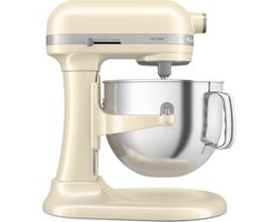KitchenAid Artisan Standmixer met in Hoogte Verstelbare Kom - Krachtig, stil, 11 snelheden, roestvrijstalen accessoires en capaciteit van 6,6L - Amandelwit