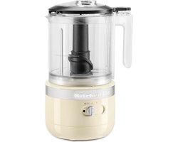 KitchenAid Draadloze Hakmolen met 2 snelheden en accessoires - 1,19 L mengkom, roestvrijstalen multifunctioneel mes en garde -Crème kleur