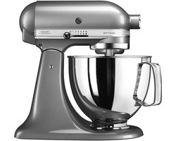 KitchenAid Keukenmachine - Artisan - Keukenrobot met 3 accessoires en kom van 4,8 L uit roestvrij staal - 300 W - Contour zilver